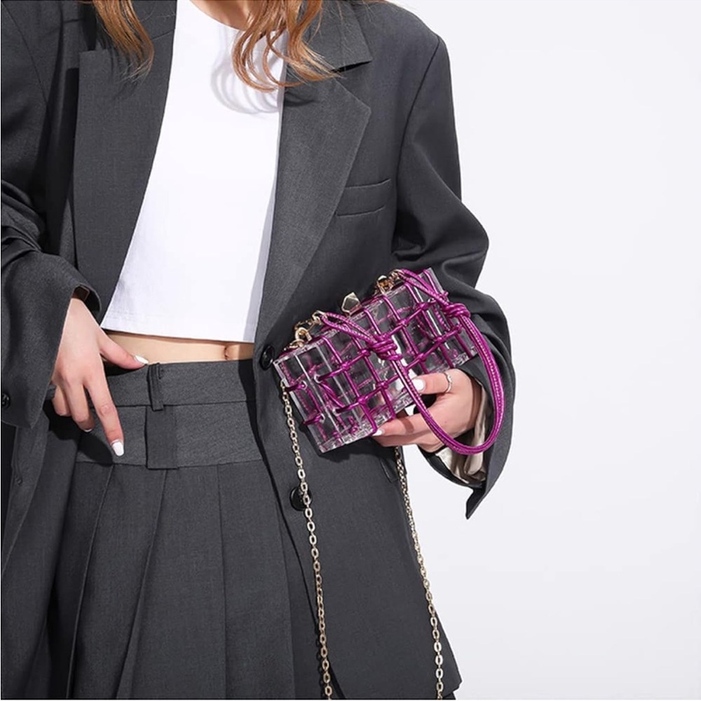 Hot Pink & Clear Acrylic Clutch View 6